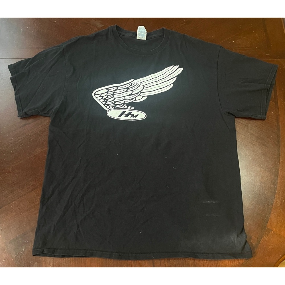 Honda Shirt Mens XL Black Graphic Tee Retro HM Wing Motorcycle Racing T-Shirt
